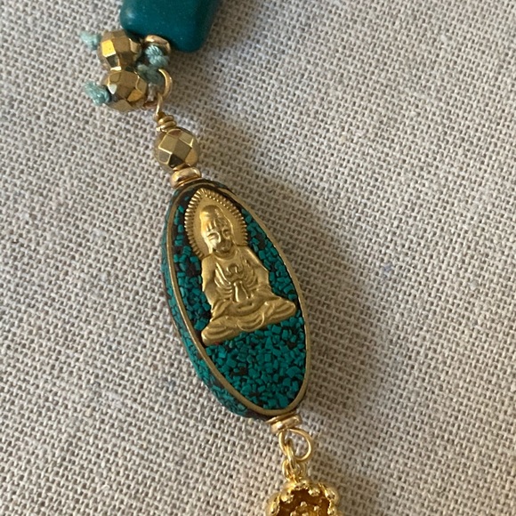 New Boho Mala Prayer Semiprecious Necklace Thai Buddha Pendant Gold Hematit… - Picture 9 of 9